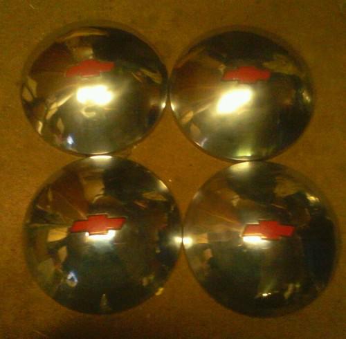 Vtg. chevy "smoothie"hubcaps-10 1/2 inches-used