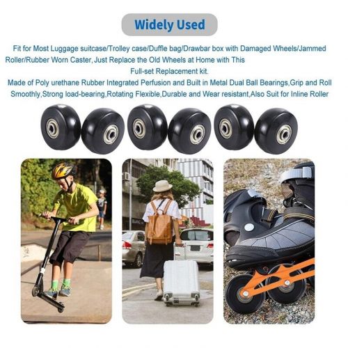 50 x 24mm Set of 2 Replacement Wheels for Luggage, Suitcase, PU Steering Rollers, Carbon3091-, US $, image 5