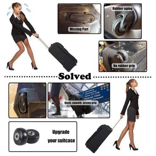 50 x 24mm Set of 2 Replacement Wheels for Luggage, Suitcase, PU Steering Rollers, Carbon3091-, US $, image 9