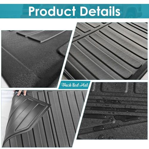 Truck bed mat for 2005-2023 toyota tacoma 5ft double cab liner tpe all weather