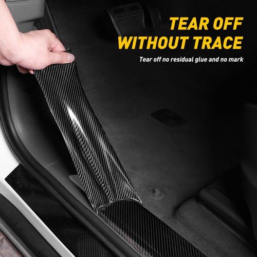 Carbon Accessories Fiber Car Vinyl Door Sill Scuff Cover Plate Sticker Protector, US $9.59, image 2