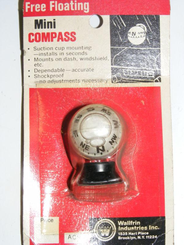 Mini dash compass suction cup accessory vintage nos free floating windshield