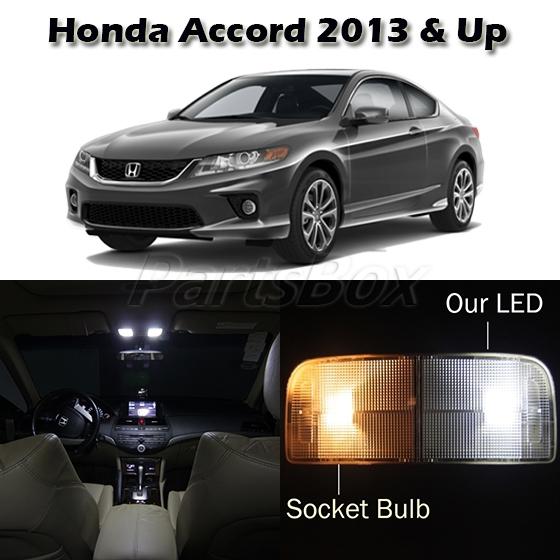 6 white led interior lights package for honda accord 2013 dome map license bulbs