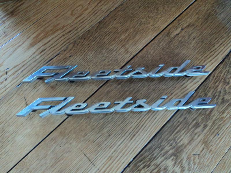 Vintage chevrolet fleetside script emblem trim metal chevy ornament 1958 -59