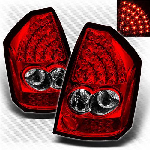 05-07 chrysler 300c led red clear tail lights lamps rear brake pair taillights