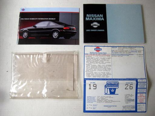 Oem nissan maxima 1992 owner's manual 4dsc jdm j30 dealer window sticker nismo