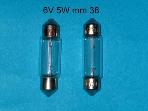 Two bulbs 6 volt 5w mm 38