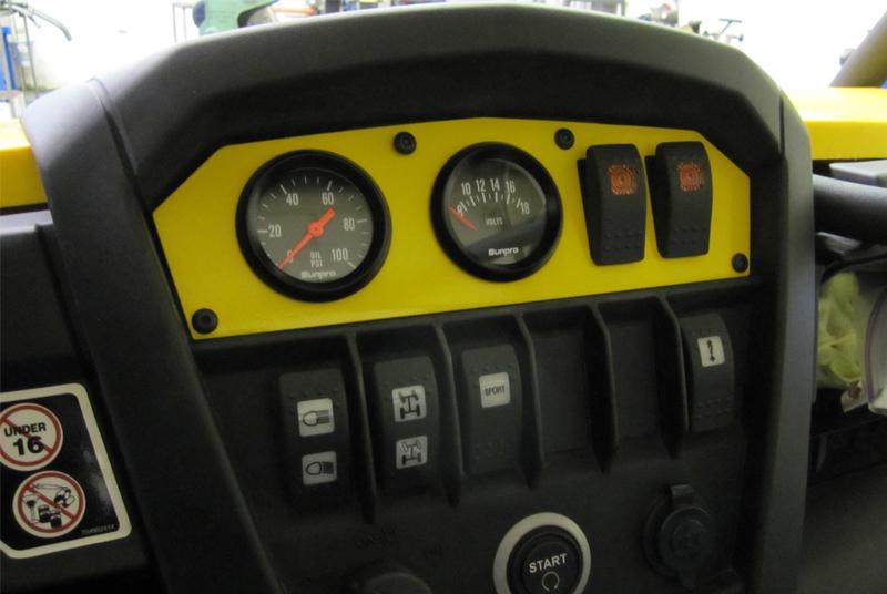 Can-am maverick aluminum (2) gauge / (2) switch panel ( yellow ) version #3 ~new