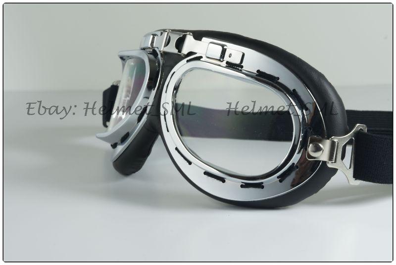 Uv400 lens retro goggle motorcycle scooter chopper for open face helmet