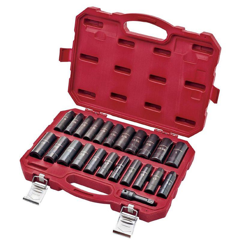 Craftsman 23 piece laser impact deep socket accessory set 1/2" drive inch metric