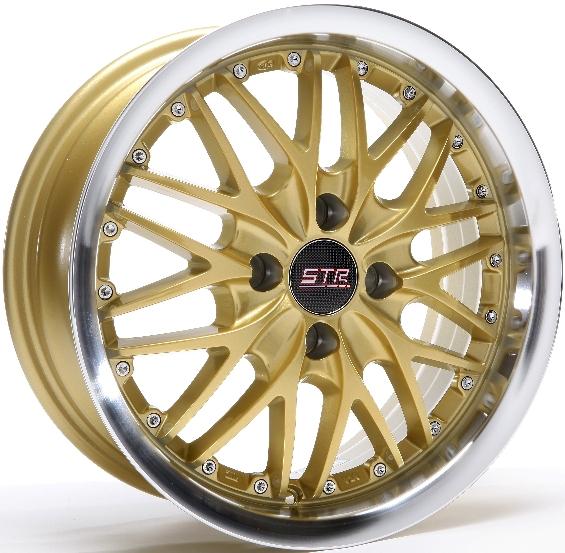 15'' str 508 gold machined lip 15x6.5 4x100 +25 eg6 ek9 da dc2 e30 bmw 