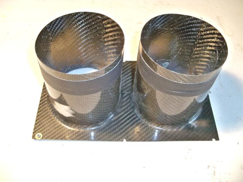 Carbon fiber oil tank or cooler top dual 4" outlets and flange nascar arca