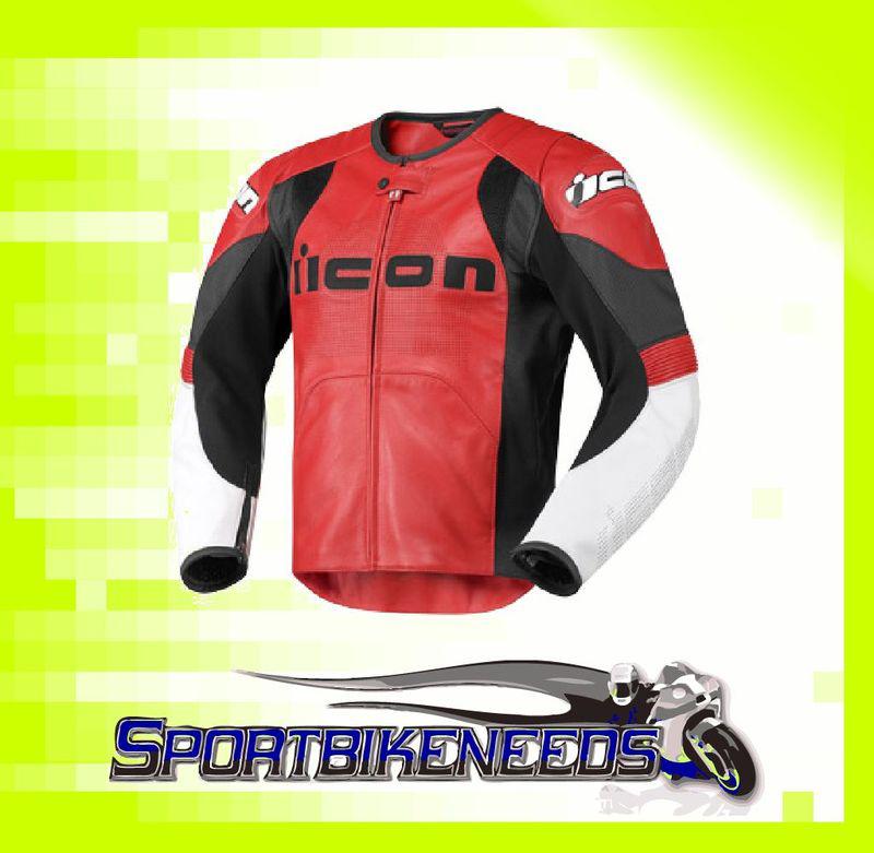 Icon overlord prime leather jacket red black medium m