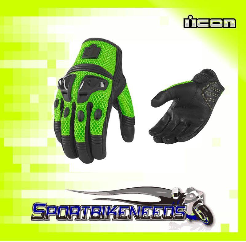 Icon justice mesh glove green black size medium m
