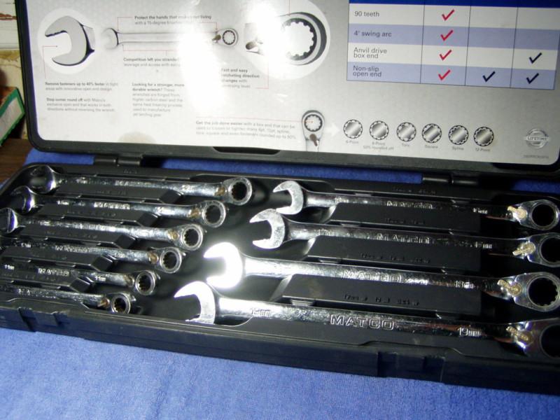 Matco wrench set s9grrcxlm10  10 piece  extra long  metric  reverse ratcheting