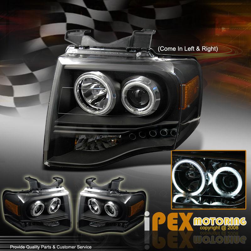 07-11 ford expedition angel ccfl halo+led drl projector signal head light black