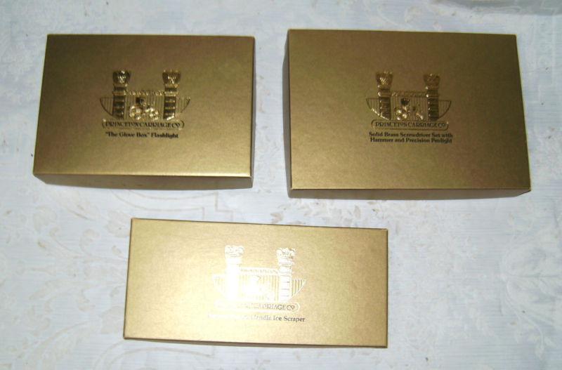 Hammer, ice scraper and flashlight gold brass vintage car auto accessories