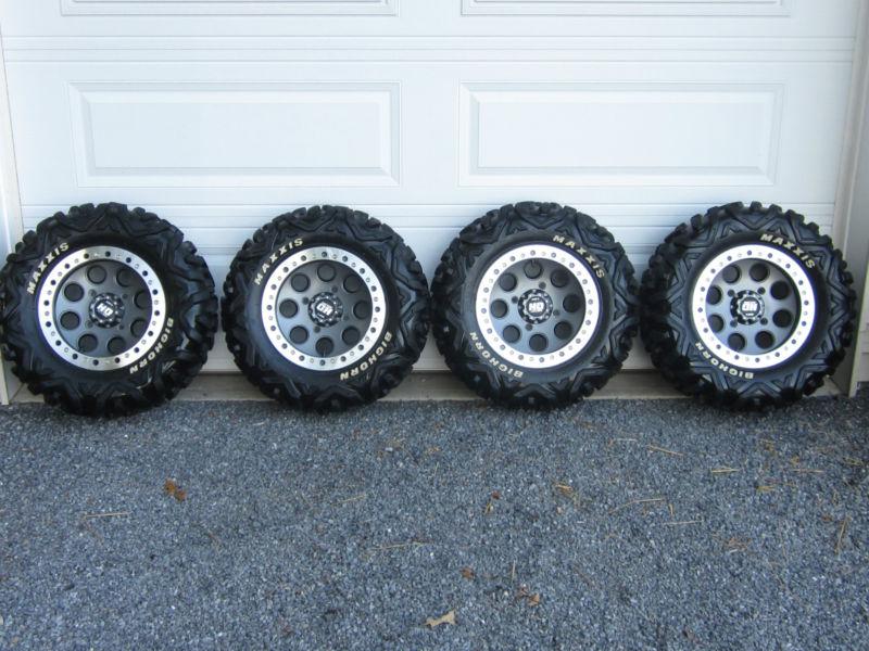 Can am outlander/renegade/maverick 14" maxxis big horn and sti beadlock wheels