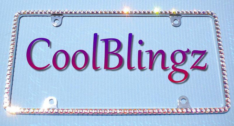 Thin crystal ab license plate frame rhinestone bling made w/ swarovski elements