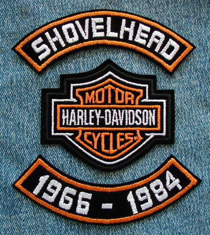 4" shovelhead 66-84 rocker set w/ harley davidson motorcycle biker center patch 