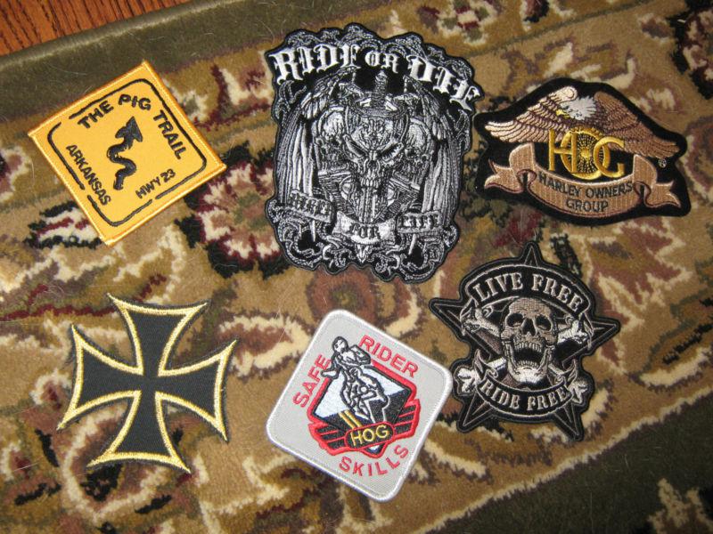 Lot of 6 new biker motorcycle patches jacket jeans vests 