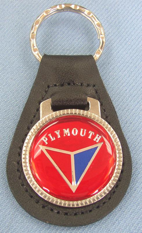 Vintage Red Plymouth VALIANT Black Leather USA Keyring Key Fob Key Holder, US $14.95, image 2
