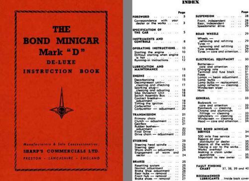 Bond 1957 - the bond minicar mark 'd' de-luxe instruction book