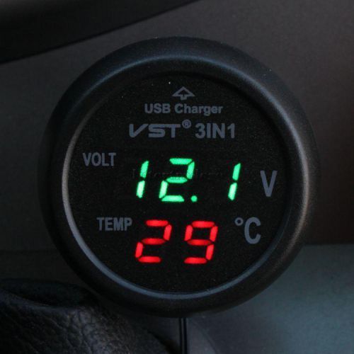 Buy 12V 24V Car Green LED Digital Voltmeter Volt Tester Thermometer