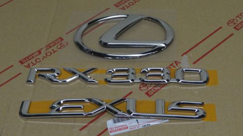 04-06 new lexus rx330 rear chrome trunk emblem kit north american built 2t vin