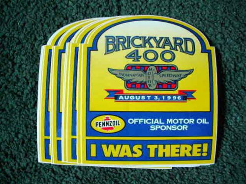 Racing stickers, 1996 indy brickyard 400   pennzoil *** (20 stickers)***