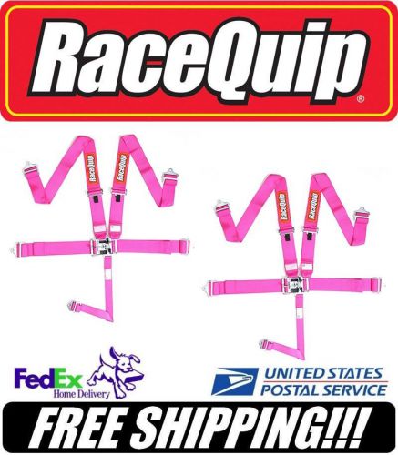 Pair (2) racequip sfi 5pt pink latch &amp; link racing safety harnesses #711081