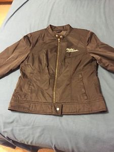 Harley davidson women's black flame motorcycle jacket size m