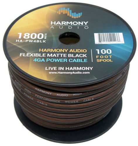 Harmony audio ha-pw4blk car 4ga flexible matte black power wire - 100ft spool