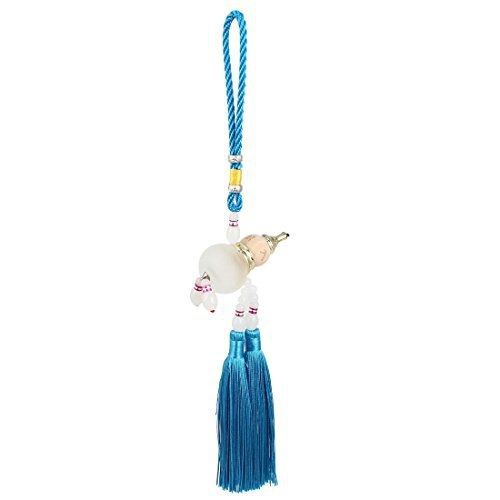 Car beads detail gourd bottle pendant hanging decor 34cm length blue