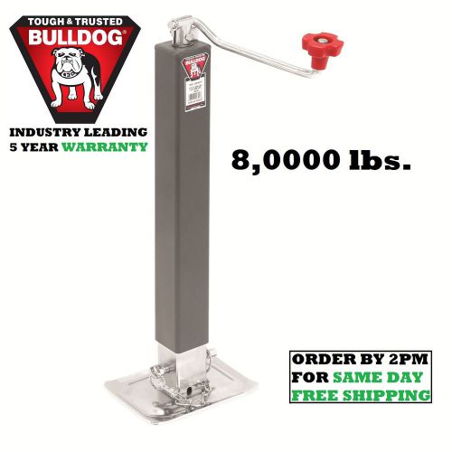Bulldog square trailer jack w/ footplate 8,000 lbs. drop leg topwind - 15" lift