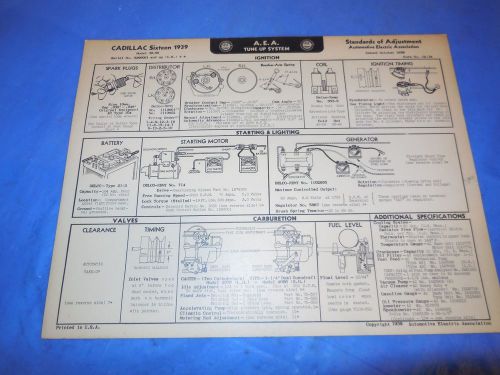 1939 cadillac &#034;16&#034; original a.e.a. tune-up system guide!!!!!