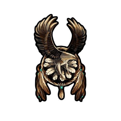 Embroidered motorcycle patches-good sport e dream catcher/eagle patch 6.5" x 10"