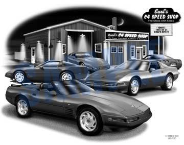 Corvette 1993, 1994 auto art car print   ** free usa shipping **