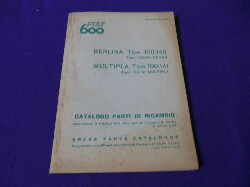 Original 1958 fiat 600 multipla &amp; berlina parts manual supplementenglish/italian