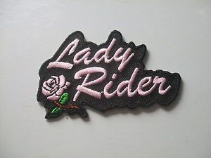 New embroidered pink lady rider rose biker patch