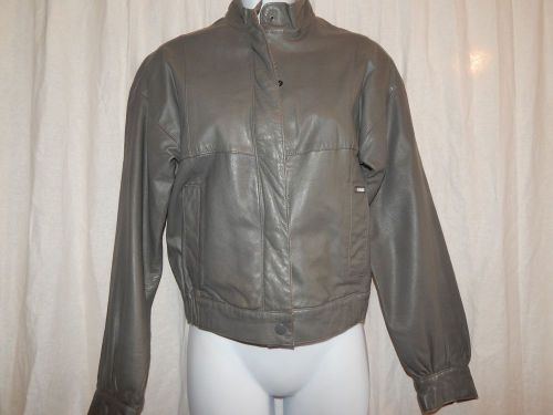 Women's 6 s vtg saab scania gray leather jacket car racing g britain roetan