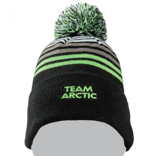 Arctic cat team arctic stripes with pom beanie - black green white - 5273-085