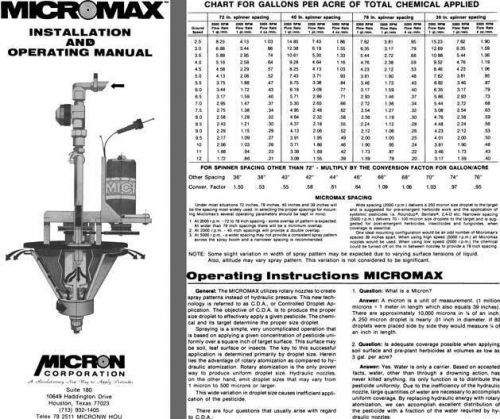 Micron - micromax installation and operating manual