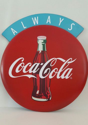 Always coca cola large heavy metal 28&#034; x 24&#034; coke button soda fountain arrow
