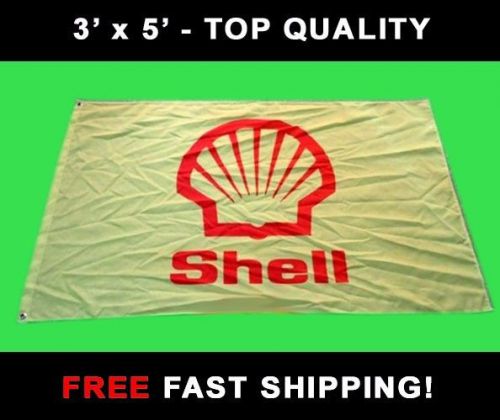 Shell racing flag - new 3&#039; x 5&#039; banner - fuel man cave garage shop - free ship