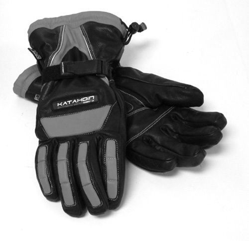 Katahdin vertex black grey leather insulated waterproof snowmobile glove 4xl