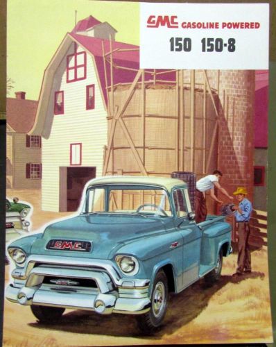 1955 gmc gasoline pickup truck models 150 &amp; 150 8 original sales brochure folder