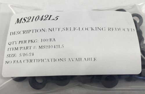 Ms21042l5 self locking nut  size:5/16-24 dry film lubed package of 100/ea