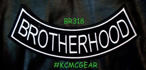 Brotherhood black on white back patch bottom rocker for biker veteran vest 10&#034;