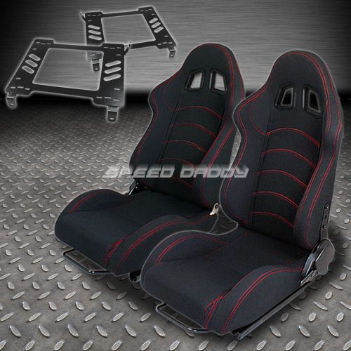 Pair type-1 reclining black cloth racing seat+bracket for 94-05 dodge neon sx